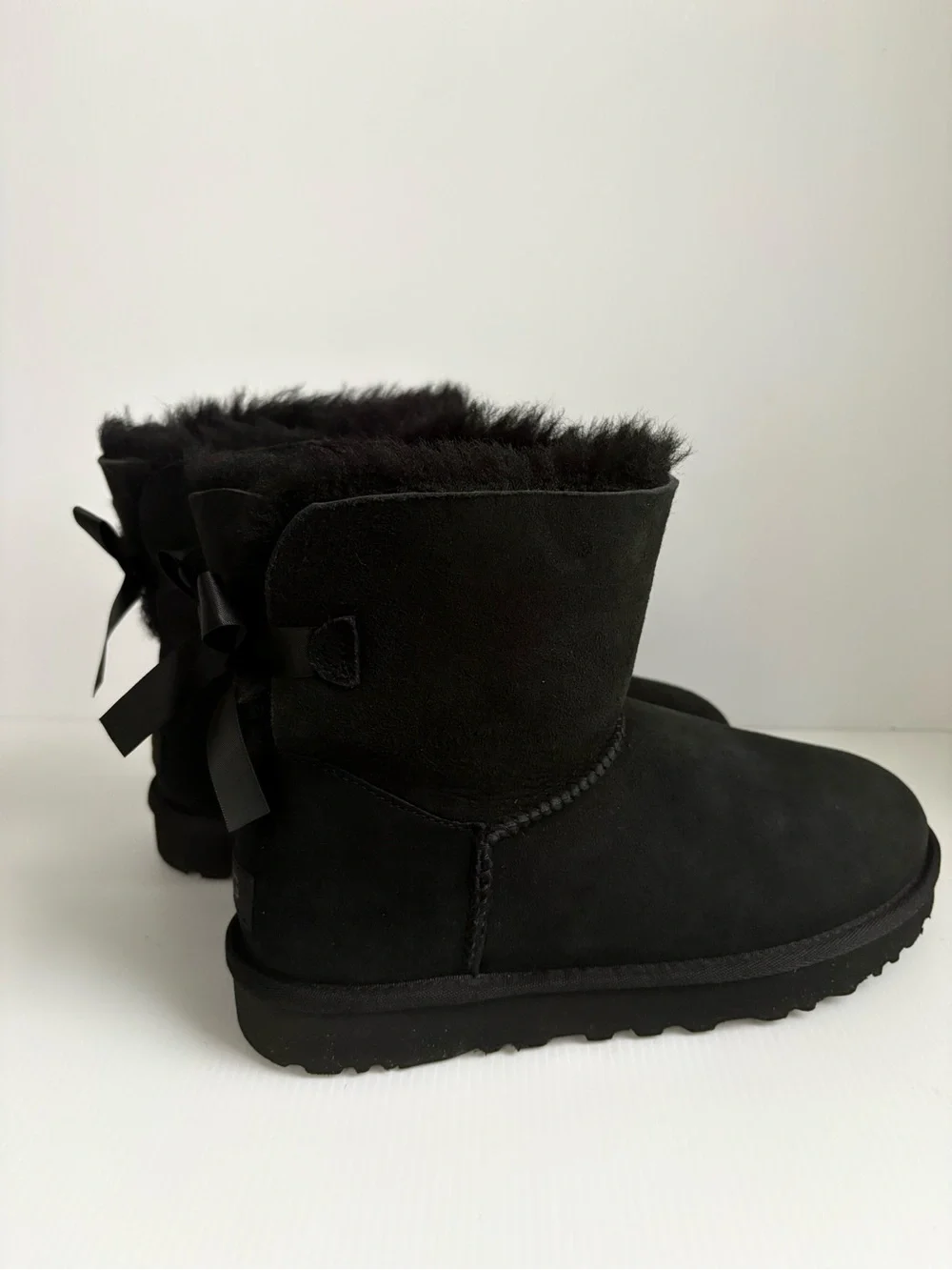 UGG Mini Bailey Bow II Suede Boots  Size 8 - Black NWOT